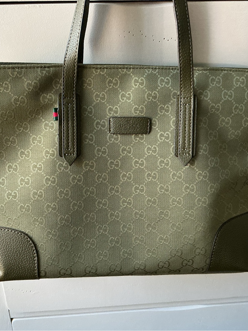 ✨ Designer Inspired Olive Green Monogram Tote ✨ - Picture 3 of 8